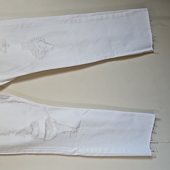 Levi's 501 Original White High Rise Straight Leg Jeans Distressed Size 29X30 - Picture 6 of 16